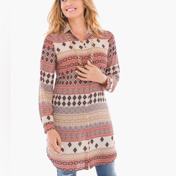 Chicos Exquisite Patterns Shirt Size 3 - Picture 1 of 7